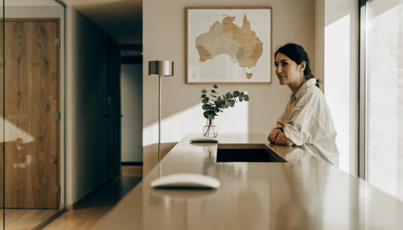 Australian office reception with friendly staff member