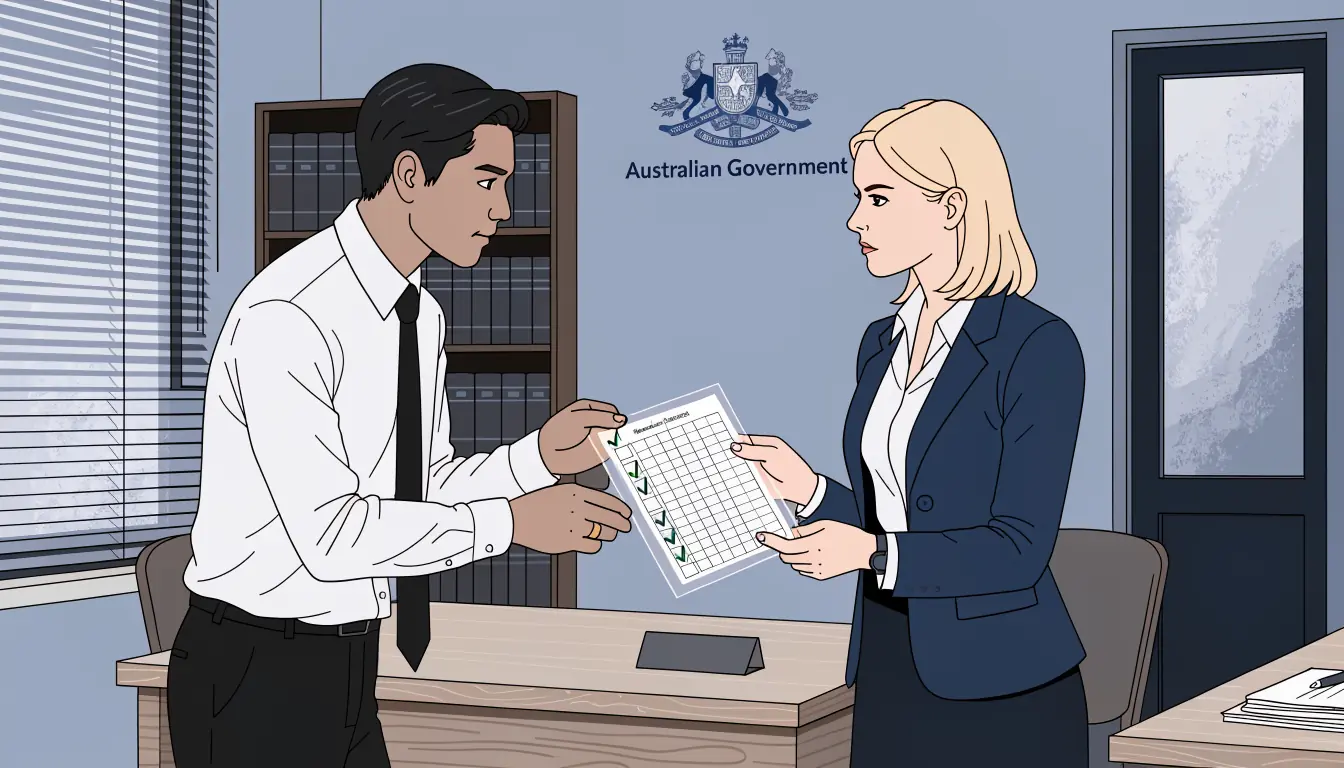 Operator presenting compliance checklist to regulator