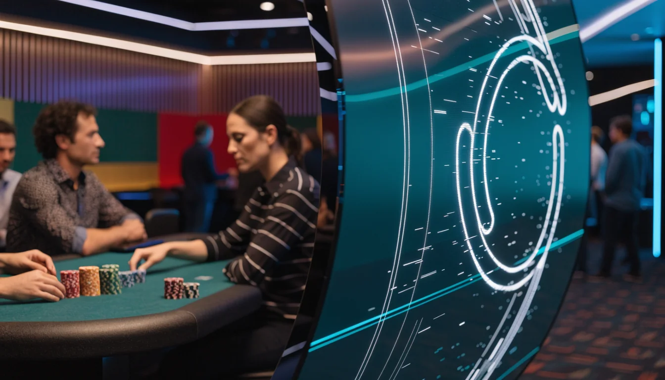 Modern Australian casino interior with futuristic digital display